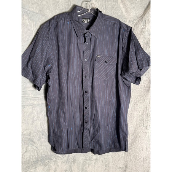 Volcom Other - Volcom Mens XL Short Sleeve Button Down Shirt Pinstripe Grey Blue Skate Casual